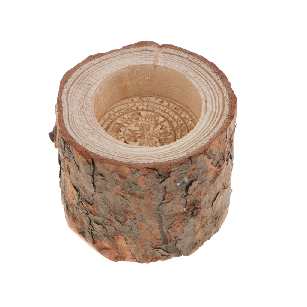 10x Raw Natural Tree Stump Candlestick Wooden Candle Holder Tea Light Votive Candle Stand 6cm