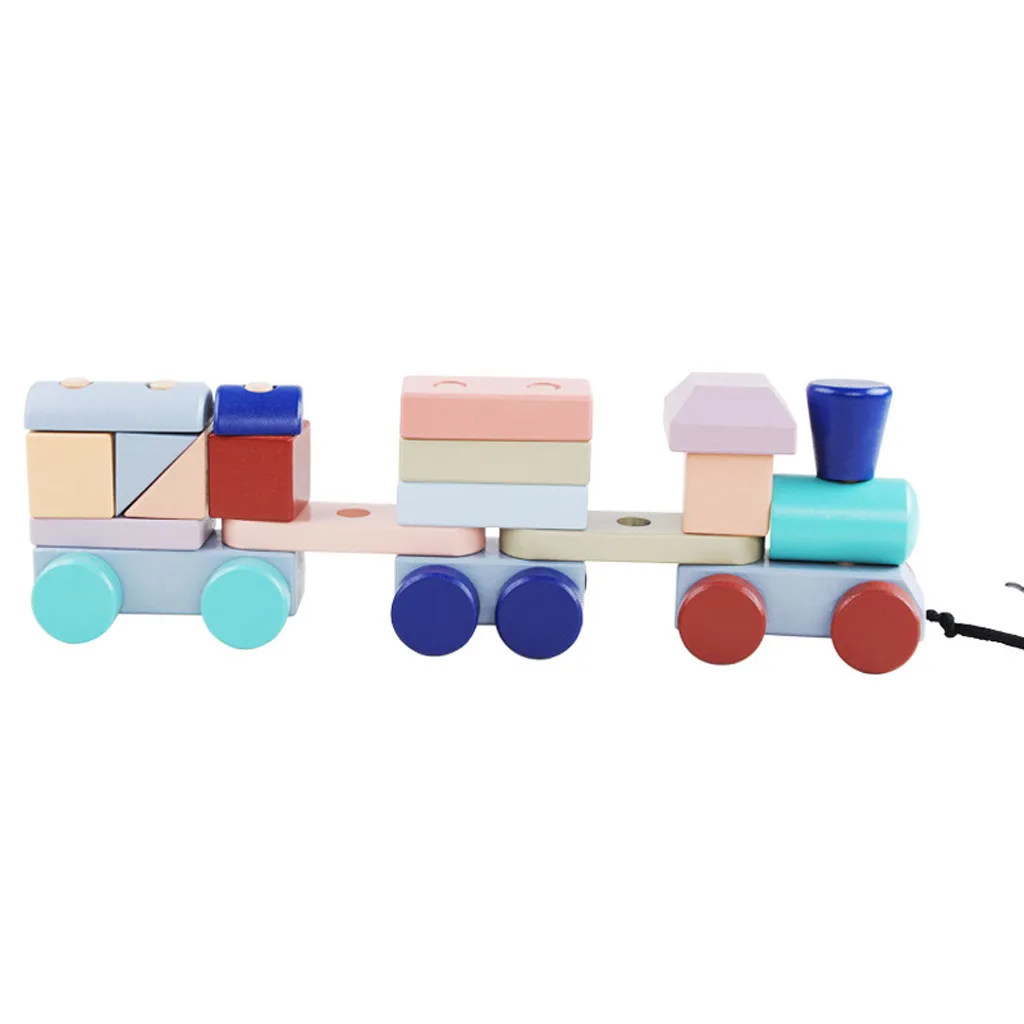 

For Children learning toys Educational Wooden Three-section Hauling Train Multi-Function Educational Toy W520