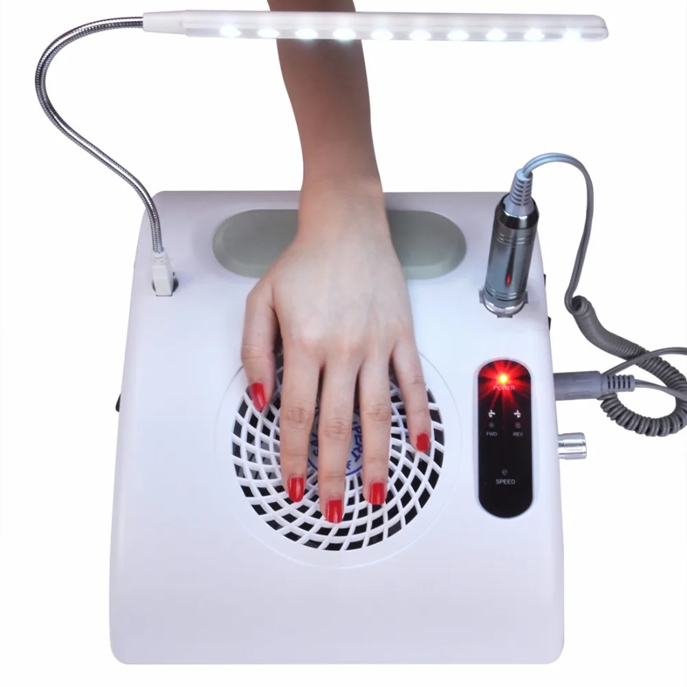 

3 in 1 Electric Nail Drill Machine 45W Nail Dust Collector Vacuum LED Light 30000RRM Electric Nail File