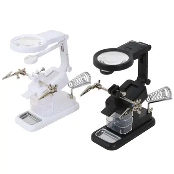 

Multifunctional Electric Iron Workbench Magnifying Glass LED Magnifier Alligator Clip Holder Clamp Helping Hand Soldering Iron