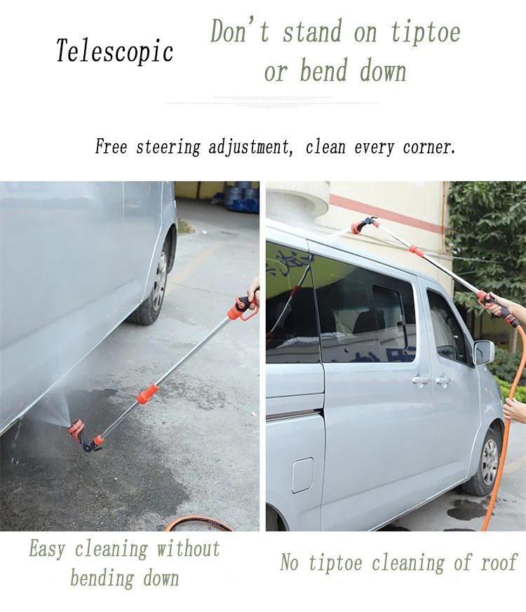 Telescopic Long Pole Washer Water Gun Spray Durable Powerful High Pressure Power Water Gun Car Wash Jet Watering Kit