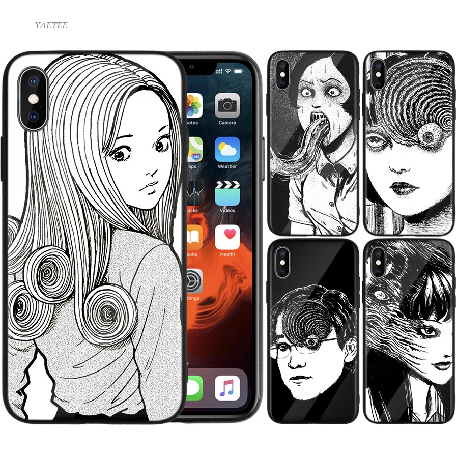 

Tempered Glass Case For iPhone 7 Case For iPhone X 7 6 8 Plus Cover For iPhone XS MAX XR 11 11Pro Junji Ito Tees Funda Capa