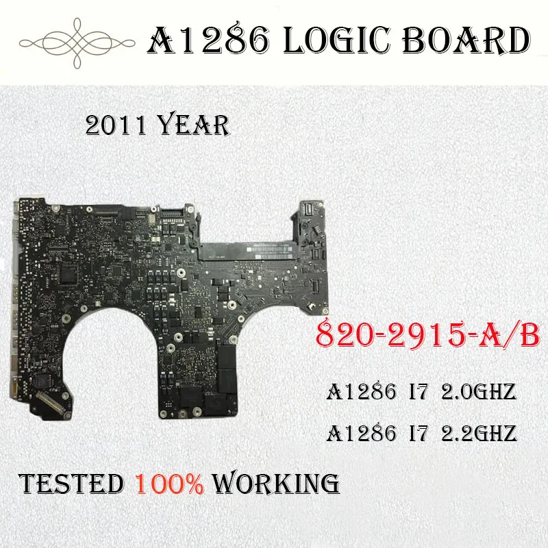 

Laptop Used with 100% working A1286 motherboard for Macbook Pro 15'' A1286 logic board I7 2.0ghz 2.2ghz 2011 Year