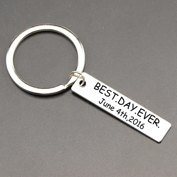 

Fashion personalized Alloy Keyring BESTDAYEVER JUNE 4TH 2016 Keyfob laser printing Keydangle KEyfob