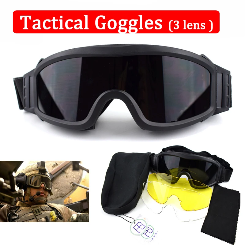 USMC очки для стрельбы, мужские очки для пейнтбола, страйкбола, Тактические Солнцезащитные очки с 3 линзами, армейские военные очки