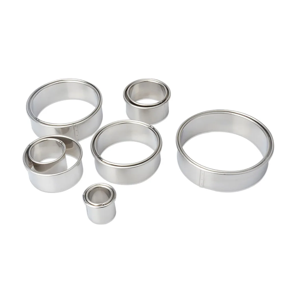 GODWJ Stainless Steel Mousse Ring 12pcs Set Round Cake Mold Donut Cookie Fondant Mold Baking Cake Decorating Mold Tools
