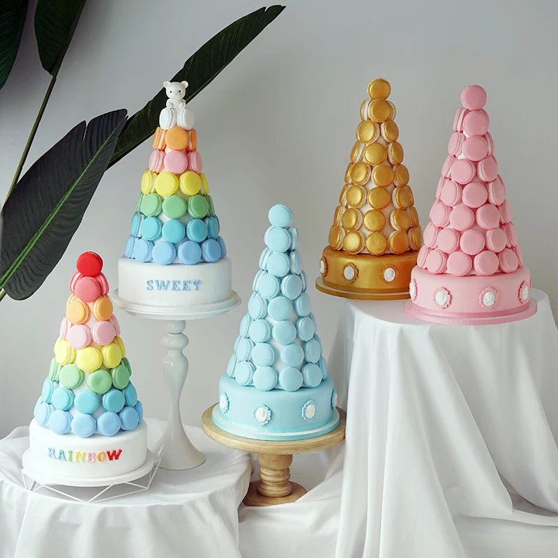

Simulation Macarons Tower Simulation Cake Window Decoration Rainbow Multicolored Fake Cake Model Golden Cake
