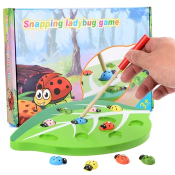 

Early childhood education wooden magnetic worm game Baby games desktop parent-child interactive toy Hand-eye coordination toy