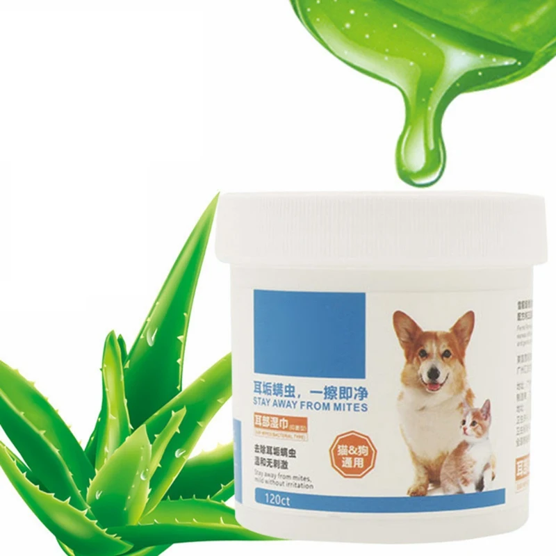 

120pcs/lot Portable Pet Ear Cleaner Wipes for Dogs Stop Itching Gentle Cleaning Keep Hygiene Pet Cat Dog Grooming