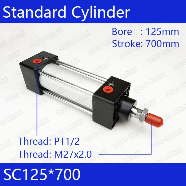 

SC125*700 Free shipping Standard air cylinders valve 125mm bore 700mm stroke single rod double acting pneumatic cylinder