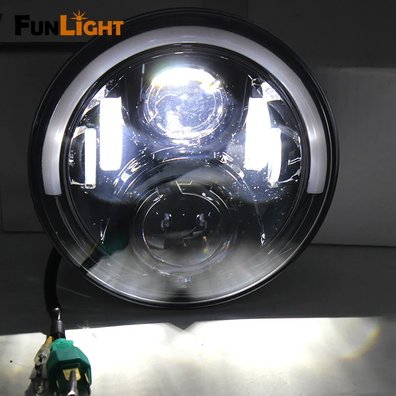 Free shipping 7 LED Headlight with Halo Angel Eye & Turn Signal Lights & DRL for Jeep Wrangler JK Headlamp  (16)