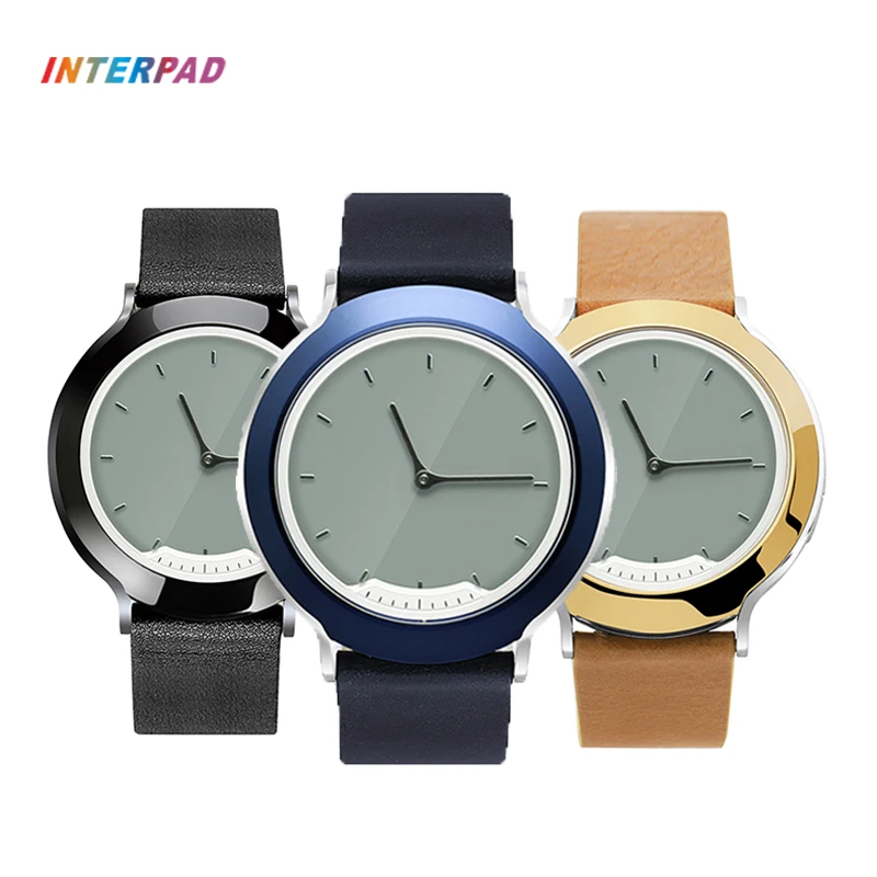 

Interpad Smart Watch Genuine Leather Traditional Smartwatch 5ATM Waterproof Real Time Wrist Watch Heart Rate Tracker For Xiaomi
