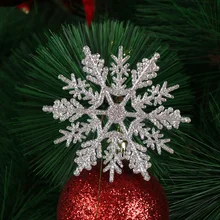 12 Uds encantador copo de nieve de polvo de oro de 7,5/10 cm para Navidad árbol de Navidad blanco decoración fiesta vacaciones adornos de Navidad decoración del hogar