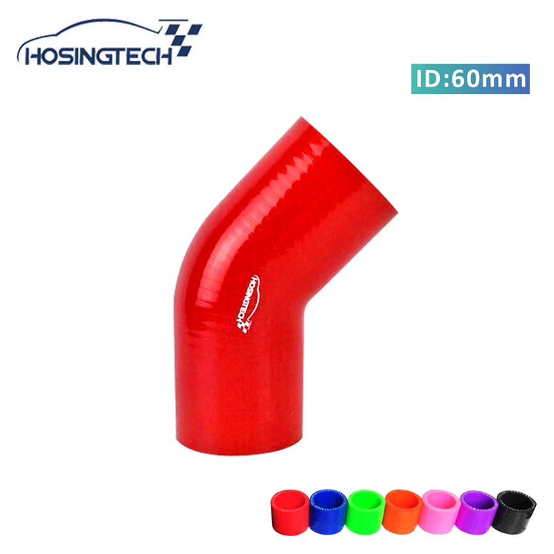 Hosingtech-Garanzia Di Qualità 60Mm 2.35 "Red Flessibile 45 Gradi Silicone Elbow Tubo Turbo Automotive