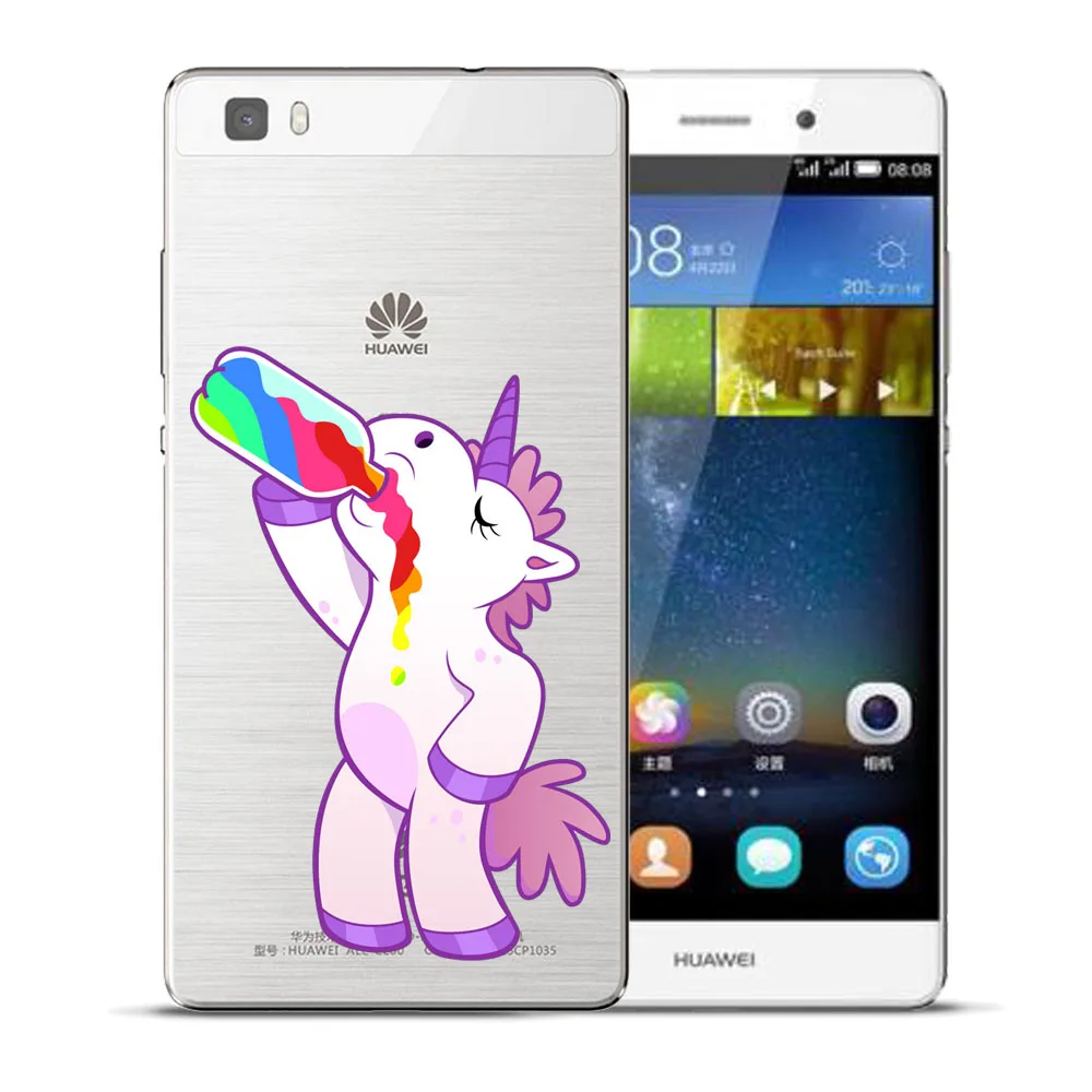 Бегемот Единорог Мягкий силиконовый чехол ТПУ для Huawei P8 P9 P10 P20 Lite Plus Mate 10 Pro Y5 Y6 II Y3