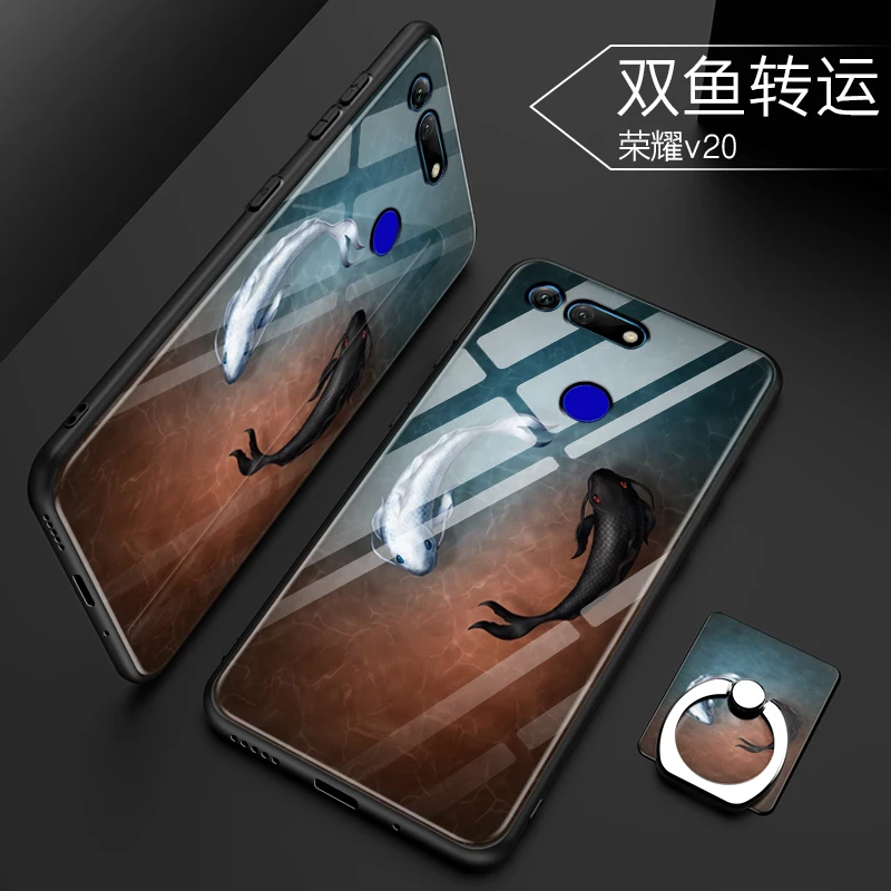 Корпус телефона Fundas для huawei Honor V20 Дело закаленное Стекло силиконовый чехол для Coque huawei Honor просмотра 20 случае View20 V 20 Coque мягкая рамка