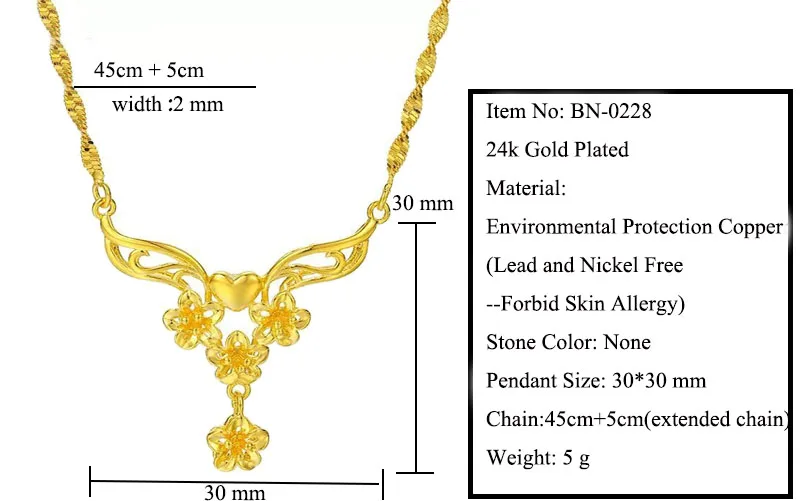 MxGxFam цветок кулон ожерелья для счастливых свадебных женщин 24 k цвет чистого золота свадебные украшения хорошее качество