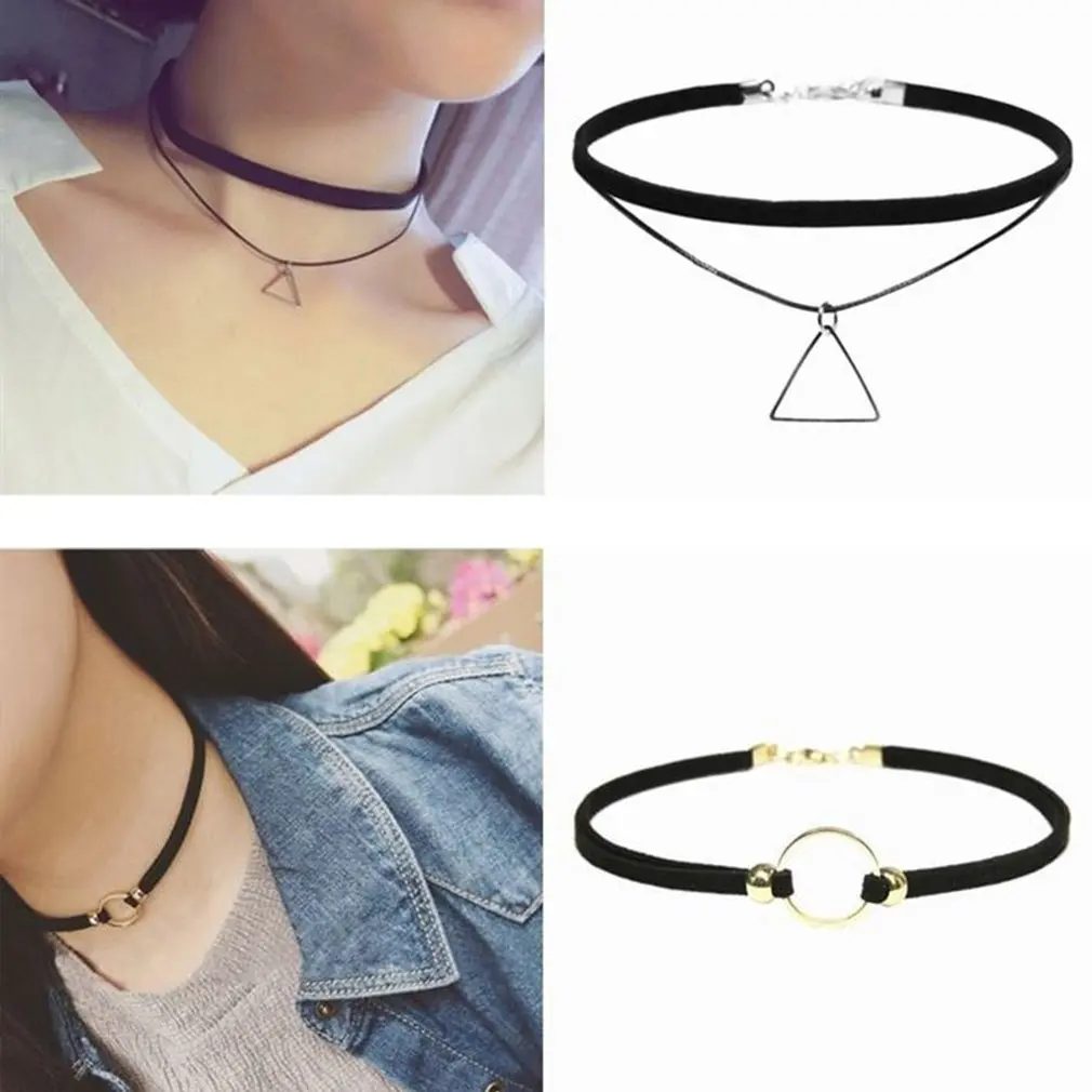 GENBOLI 12PCS Black Lace Leather Velvet Strip Choker Necklace Female