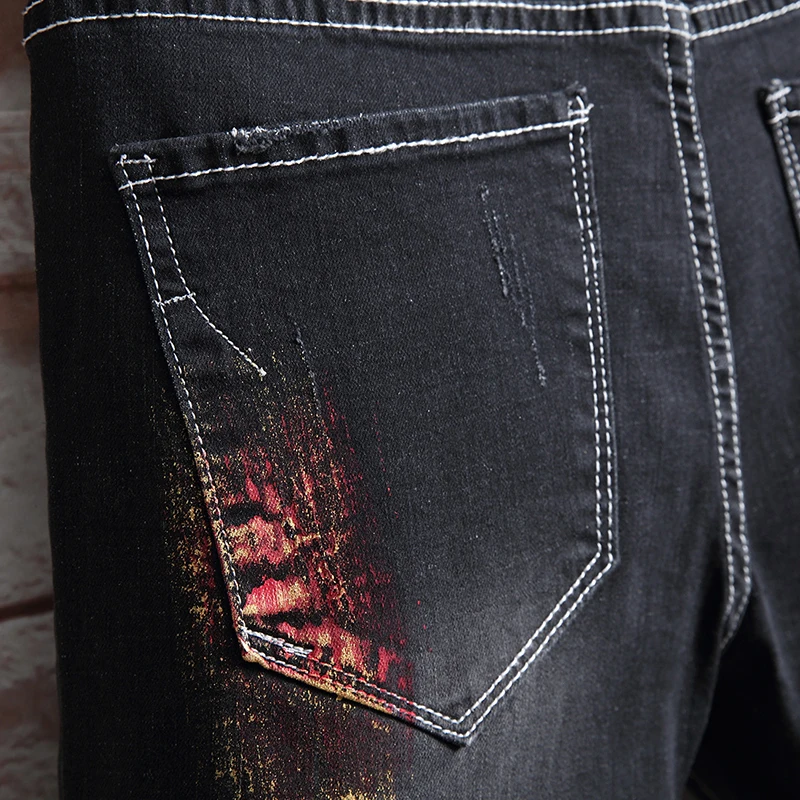 Мужские Модные Цветные окрашенные тонкие прямые Стрейчевые джинсовые шорты лето до колена черное с разрезами джинсы