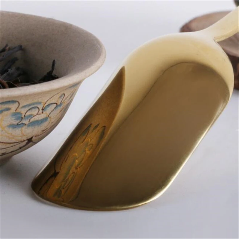 Золотая ложка с длинной ручкой, чайная лопатка для китайского чая кунг-фу, ложки, Золотая чайная ложка, чайные аксессуары, инструменты, чайная посуда