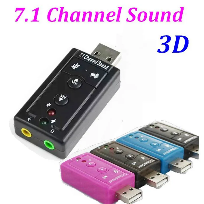 

External USB to 3D Audio USB Sound Card Adapter 7.1 Channel Professional Microphone Headset 3.5mm For Win XP / 78 Android Linux