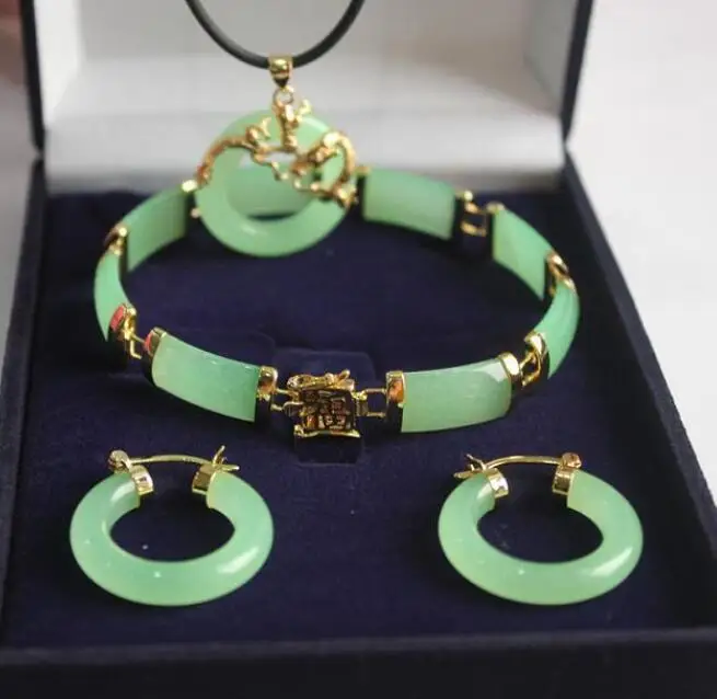 

Natural stone bracelet pendant earrings set of 3