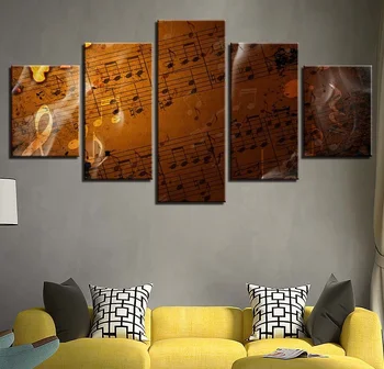 

HD Prints Pictures Wall Art For Living Room Home Decor 5 Pieces Retro Score Music Notes Painting Vintage Poster Unframed