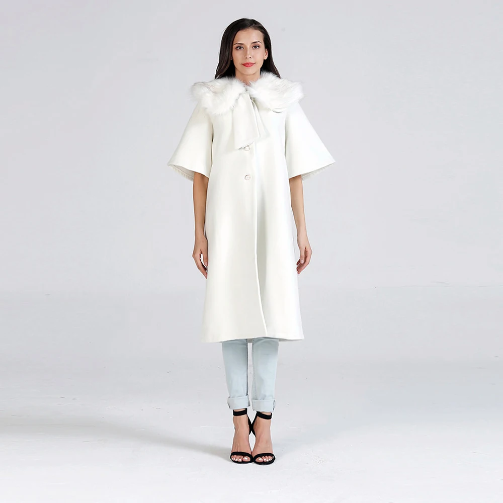 Winter Coat Women Spring Autumn Women's Fur collar Single-breasted Coats Outwear Women's White Rabbit Hair women Coat Jacket Coats