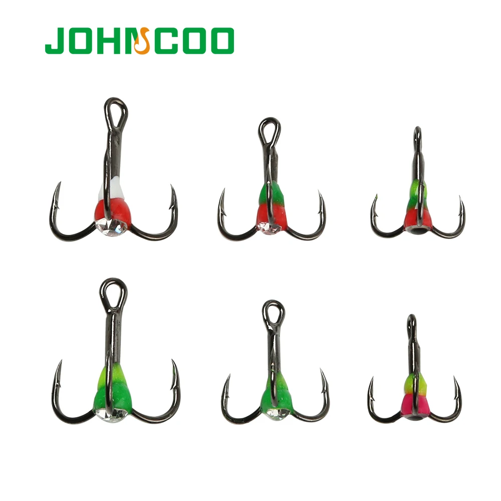 

JOHNCOO 6pcs 2018 NEW Winter Ice Fishing Hook with Super Strong Treble Hooks 6# 8# 10# High Carbon Steel Fishing Tackle