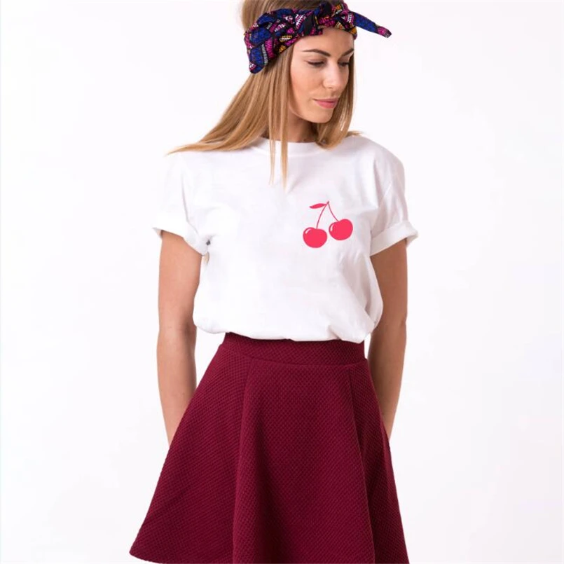 Womans Cute Cherry Shirt Short Sleeve Funny Foodie T Shirt Fruit ...