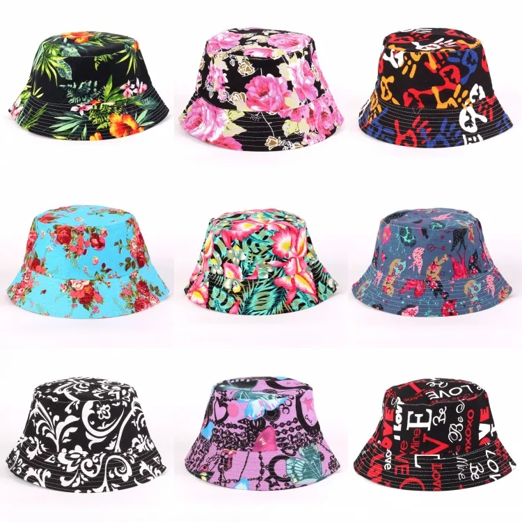 24 Colors Ladies Summer Canvas Bucket Hat shade garden floral Cap ...