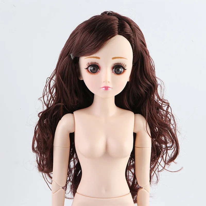 60 см коса обнаженное туловище для куклы красивая голова куклы 22 подвижных суставов 3D реальные большие глаза женская фигура тело DIY Волосы для кукол - Цвет: 01