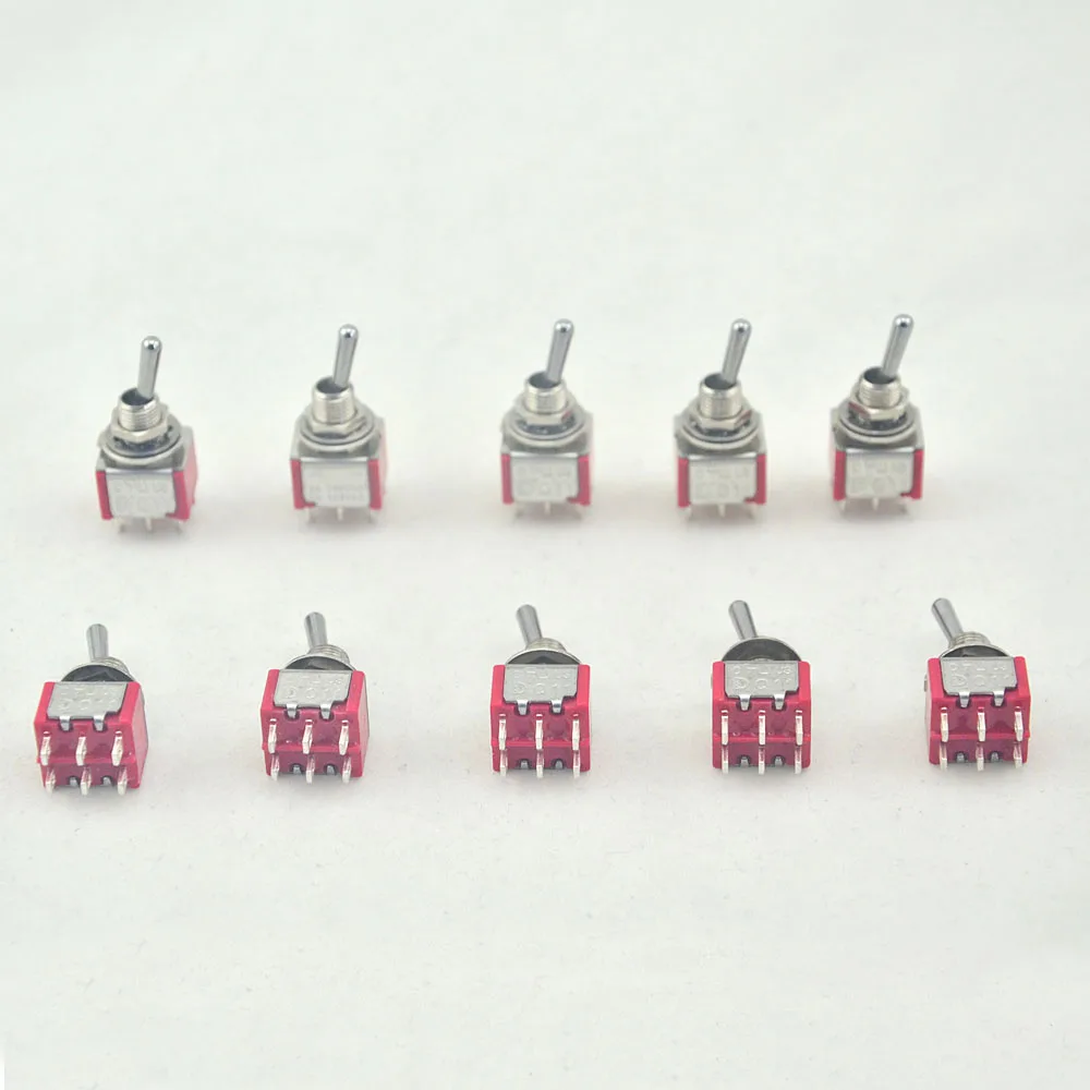 10Mini запирающий Переключатель Switch DPDT ON AC 5A/125V 2A/250V 6PIN для гитары и басов|Детали