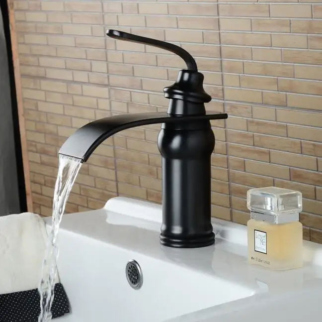 Black bronze waterfall wash basin faucet waterfall Black faucet bathroom sink tap cold and hot mixer tap basin mixer tap Black bronze waterfall wash basin faucet waterfall Black faucet bathroom sink tap cold and hot mixer tap basin mixer tap