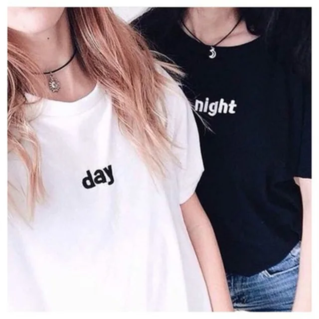black white day night matching shirts couples t shirt women tumblr