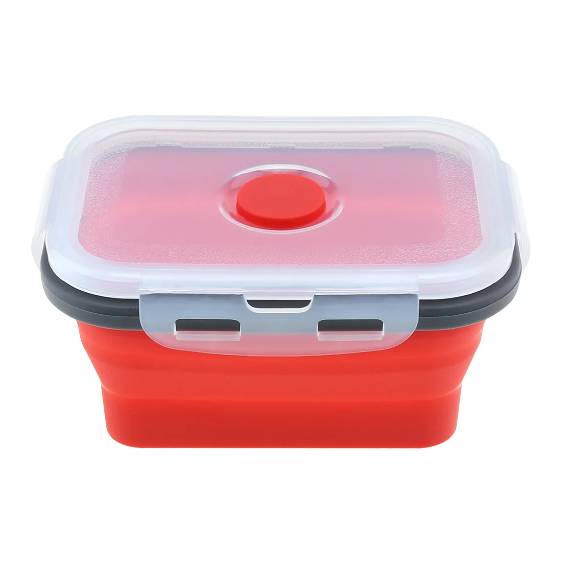 4 шт. красная Силиконовая прямоугольная коробка для ланча, складные коробки для бэнто, портативный складной контейнер для еды, посуда