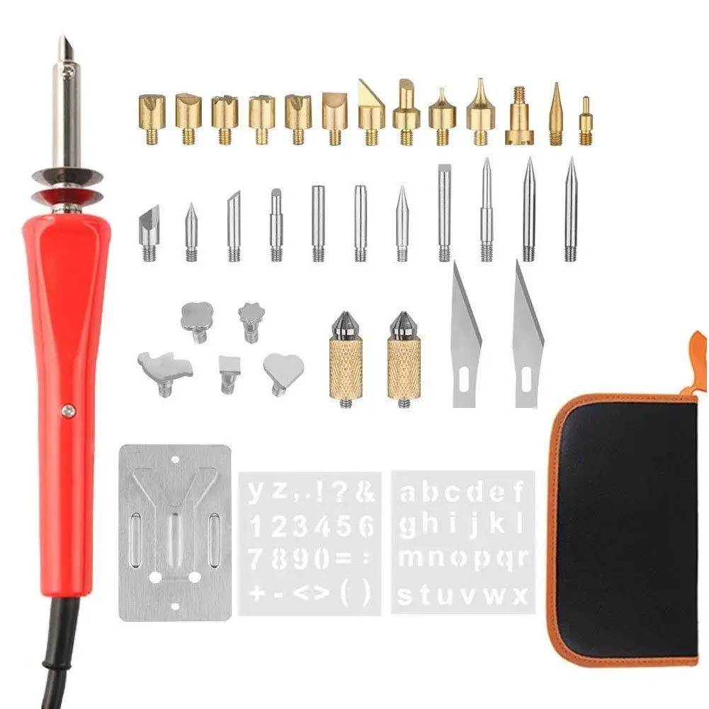 

37pcs/set Engraving Wood Pyrography Tool US EU UK Plug 220V 30W Soldering Iron Tool Set Wood Burning Carving Pen