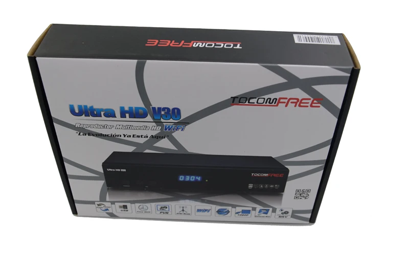 Receptor satellite Digital FTA TOCOMFREE Ultra HD V30 Full HD 8PSK+ cccam newcamd Twin Tuner ATSC