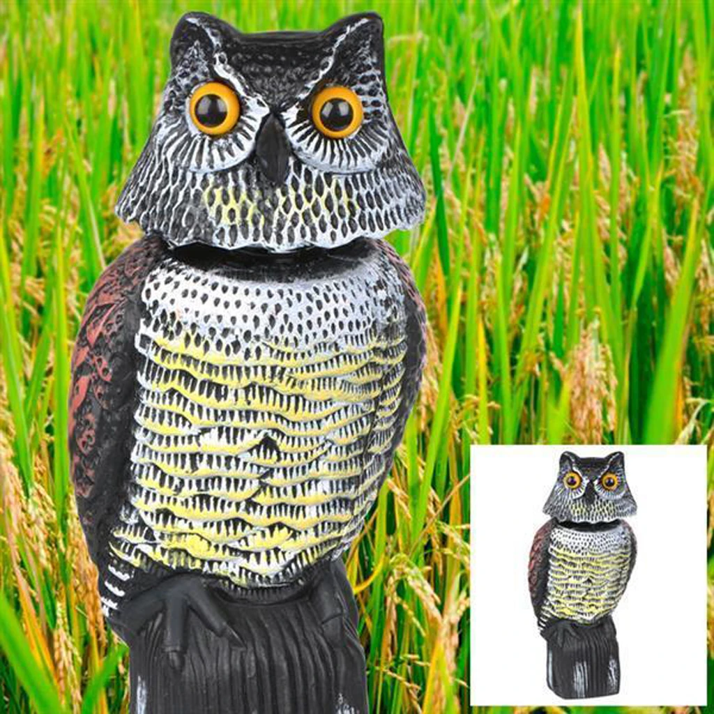 2pcs Owl Decoy w/ Rotating Head – Garden Owl Animal Repellent Deters Birds Pests Squirrels Pest Control Products Garden Supplies