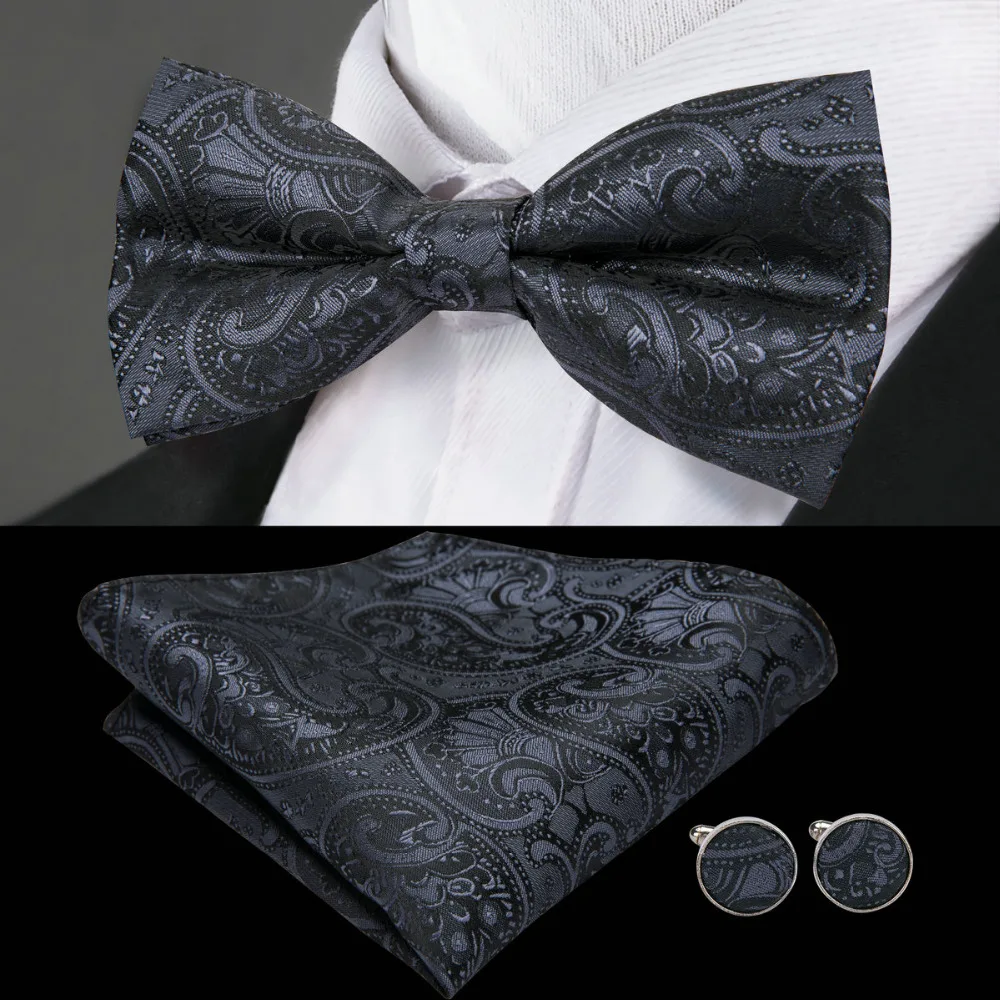 Горячая Распродажа галстук бабочка для мужчин Hanky запонки набор Пейсли галстуки
