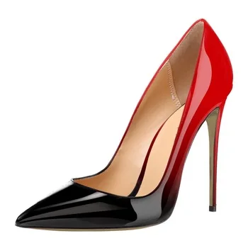 Brand Shoes Woman High Heels Pumps High Heels 12CM Women Shoes Wedding Shoes Pumps Black Nude Gradient color Shoes Thin Heels