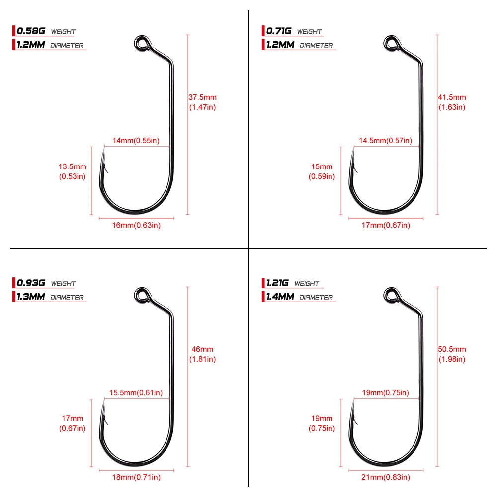 50pcs High Quality Jig Big Series Fishing Crank Hook Offset Jig Fishhook Saltwater Bass Worm Hooks Carp Fishing Tackle