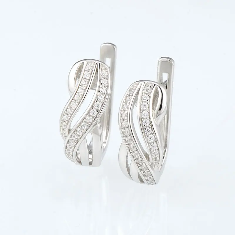 Najtaniej SANTUZZA kolczyki srebrne dla kobiet Pure 925 kolczyki sztyfty ze srebra wysokiej próby srebrno biały CZ серьги женские brincos biżuteria