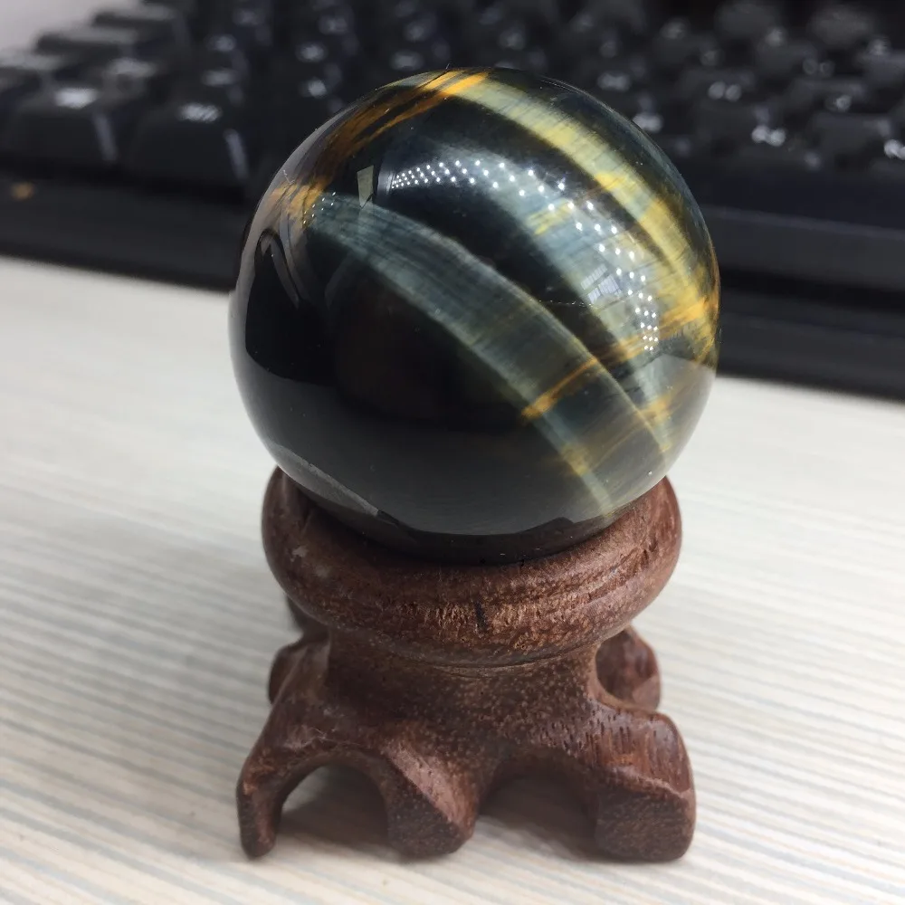 

2019 Hot Sale 36-38mm Natural Blue Yellow Tiger eye Crystal Ball Rock Crystal Sphere Home Decoration