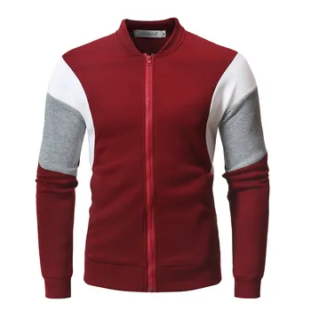 

KLV 2018 Men's Autumn Winter Color Collision Zipper Style Loose Coat Sweatershirt men winter coat warm Coat ST6