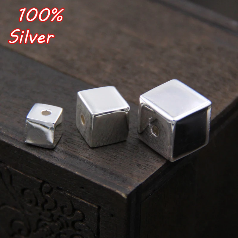 

Authentic 925 Sterling Silver Bead Charm Square Lucky Cube Beads Fit Bracelet Bangle DIY Jewelry