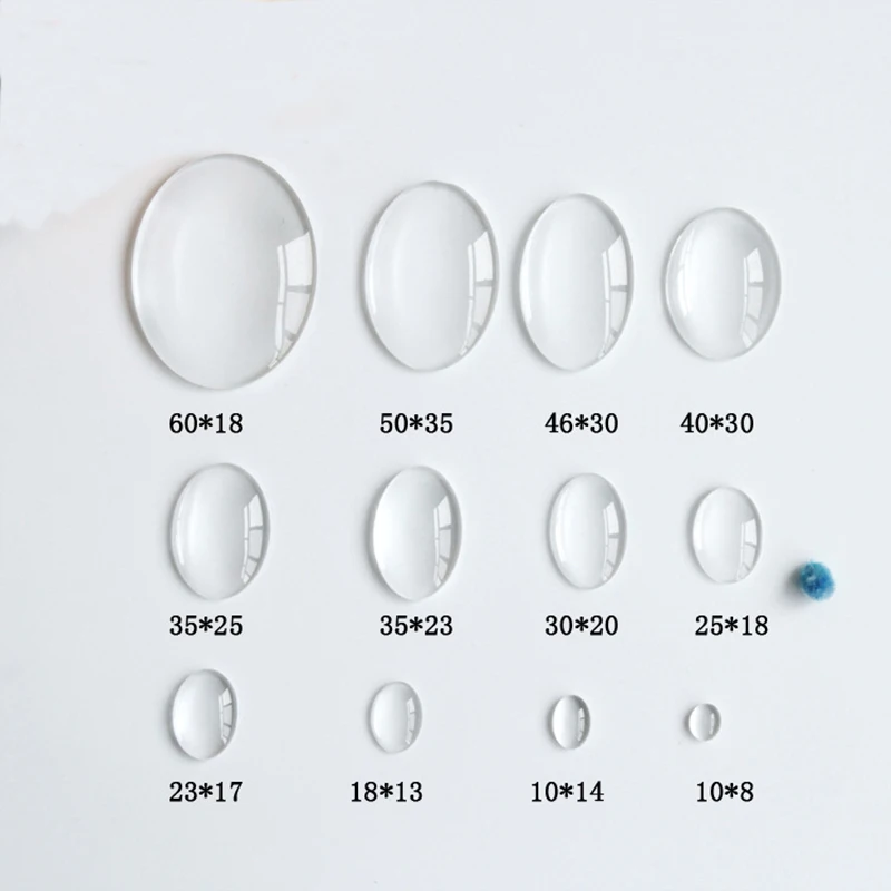 

1 pack 10x14mm 13x18mm 18x25mm Oval Glass Cabochon Cameo Transparent Clear Flat Back Crystal Cabochon For DIY Jewelry Making