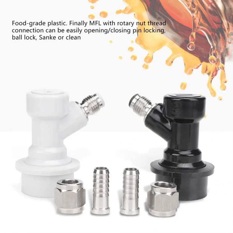 4PCS Threaded Ball Lock Keg Fittings Plastic Connector Beer Brewing Homebrew Accessories with Adapter Clamp