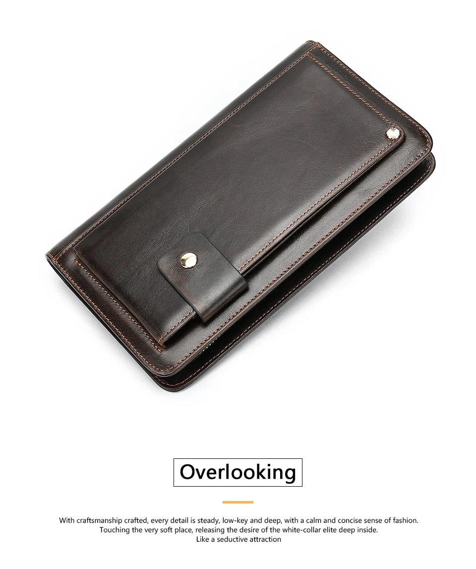 10 Men's Wallet Genuine Leather Wallet MaleMen Clutch Bags Long Clutch Purse for Men Walllets with Coin Zipper for Credit Card