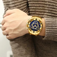 Топ люксовый бренд Для мужчин часы золотые Бизнес Сталь часы кварцевые Водонепроницаемый Спорт военные мужские наручные часы Relogio Masculino